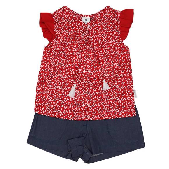 NEW KORANGO USA girl's cherries blouse & short set in red/blue - Picture 1 of 3